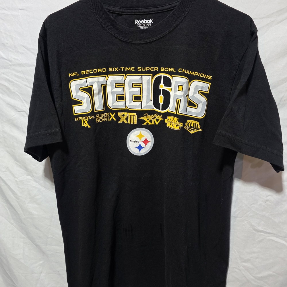 Men's Cotton T-Shirt NFL Pittsburgh Steelers 6 Time Super Bowl Champions